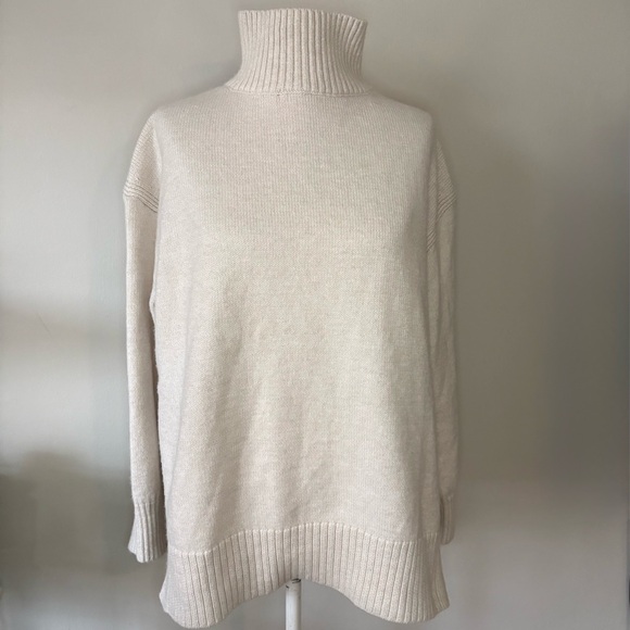H&M Cream Cowl Neck Sweater Women’s Long Sleeve Knit Pullover - Picture 1 of 16